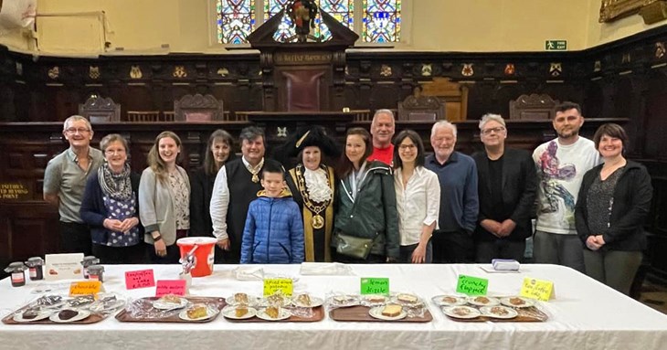 Ukrainian refugees meet the Lord Mayor at Exeter Guildhall