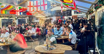 England fans celebrate during live World Cup screening in Princesshay  