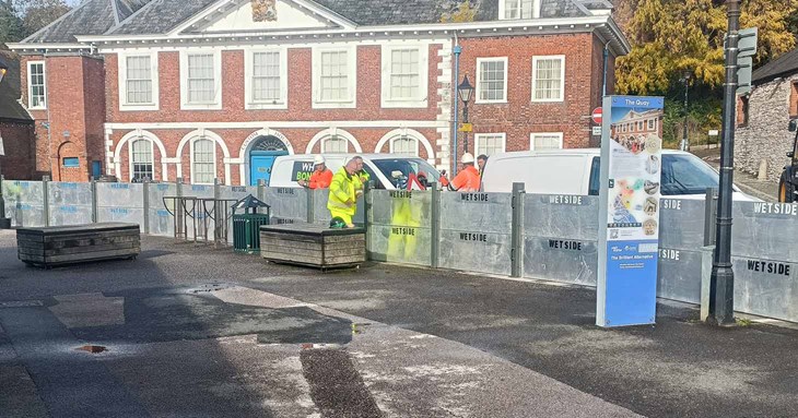Flood defences in place in Exeter ahead of Storm Ciarán 