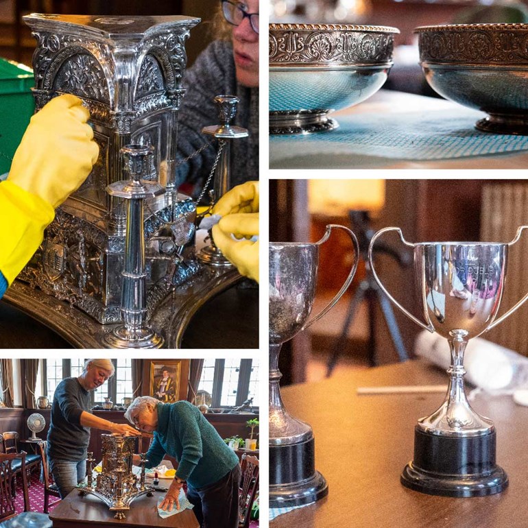 Exeter’s historic collection of silver cleaned and polished by volunteers Montage